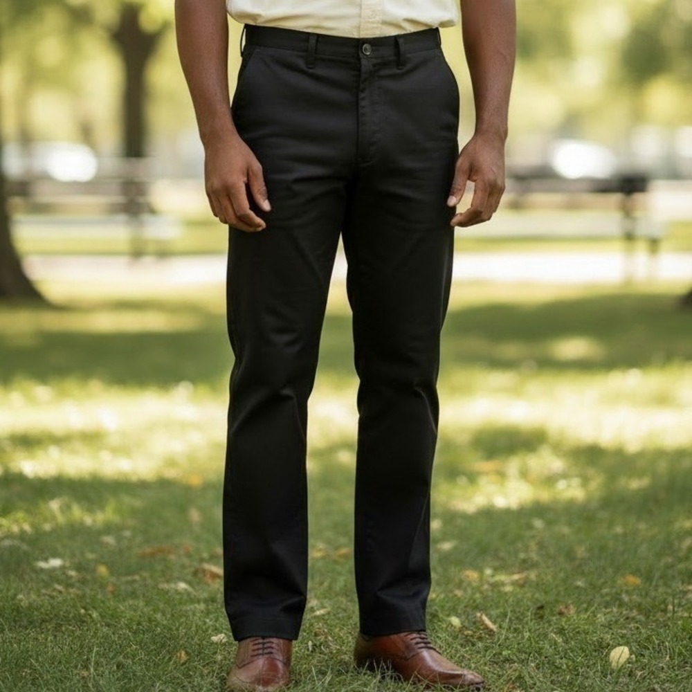 Haggar Mens Black 100% Cotton Twill Straight Leg Chino Dress Pants 38x31
